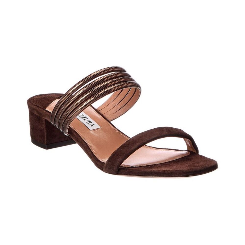 Aquazzura Collier 35 Suede Sandal, Brown